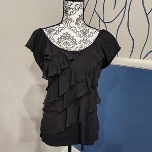NWOT Old Navy Black Ruffle Top